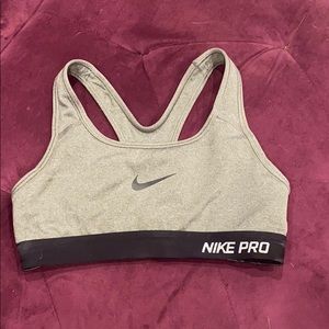 Nike pro gray sports bra